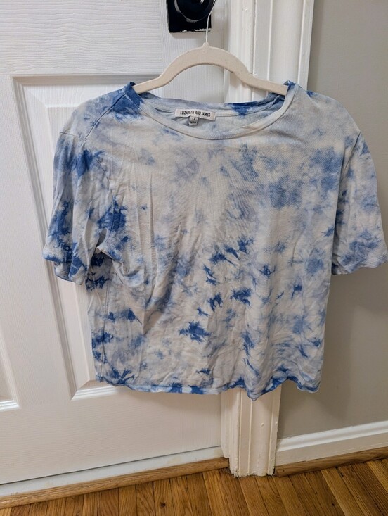 Elizabeth and James Tops - Elizabeth and James White and Blue Tie-Dye Crew Tee